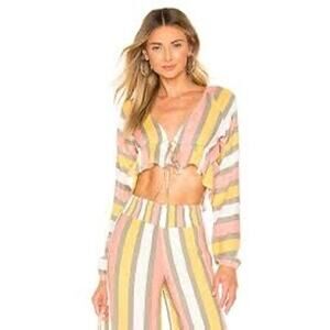 House of Harlow 1960 x Revolve Multicolor Striped Drawstring Blouse - Size M